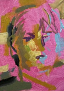 Expressiver Kopf mit expressiver Untermalung