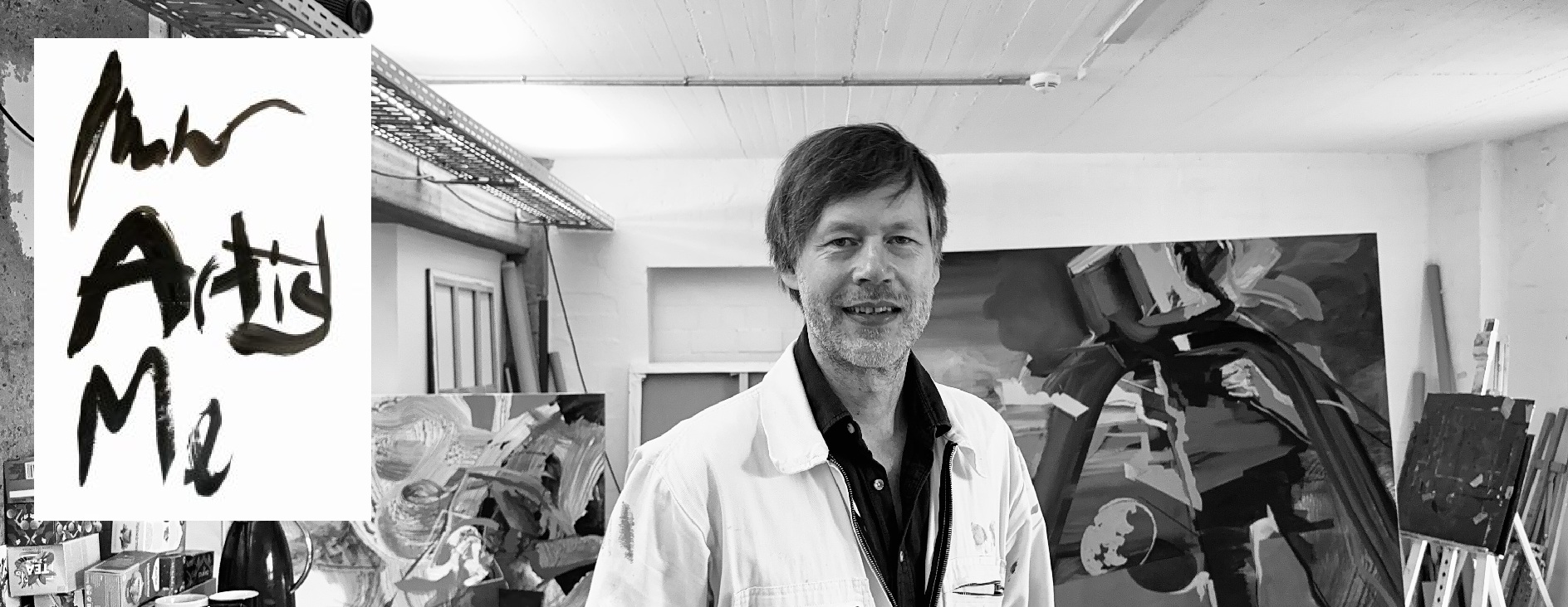 Der Künstler Jan Helbig im Atelier der Malschule Denktraum und Inner Artist ME